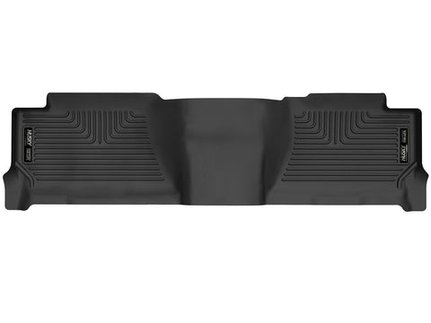 Husky Liners X-act Contour: black X-act Contour one-piece second-row floor liner on a white background