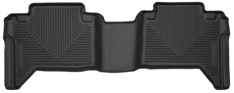 Husky Liners X-act Contour: black X-act Contour one-piece second-row floor liner on a white background
