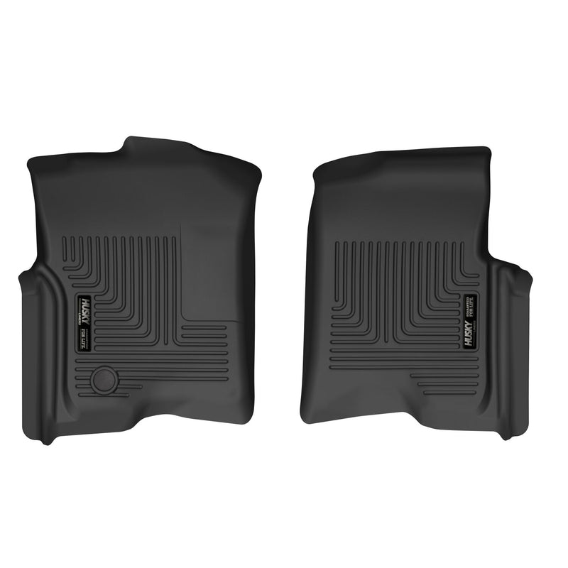 Husky Liners X-act Contour: black X-act Contour pair of front floor liners on a white background
