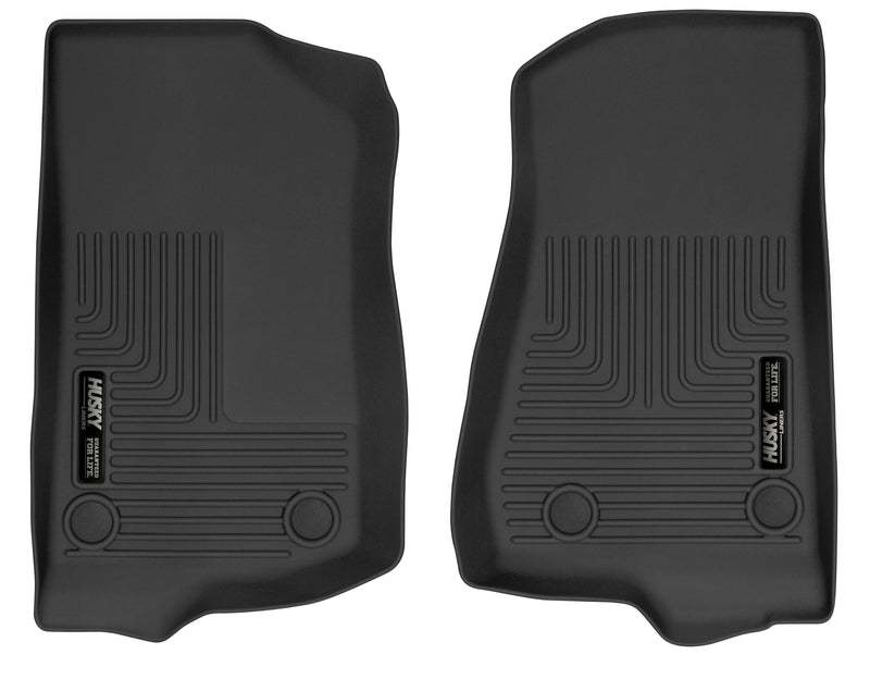 Husky Liners X-act Contour: black X-act Contour pair of front floor liners on a white background