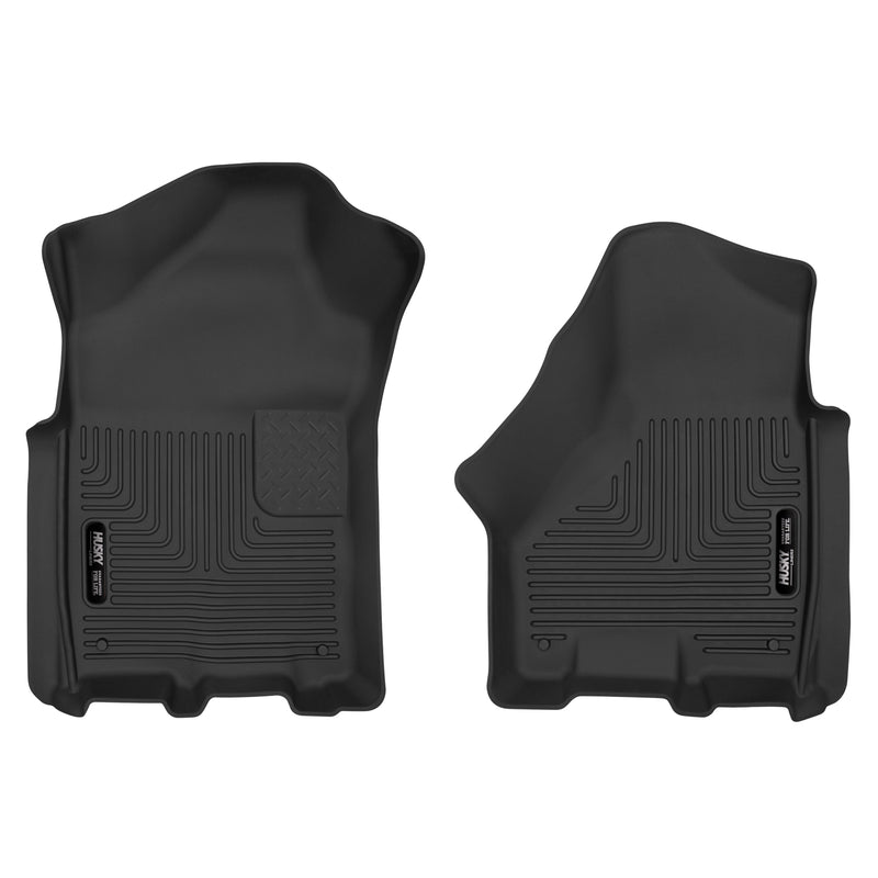 Husky Liners X-act Contour: black X-act Contour pair of front floor liners on a white background