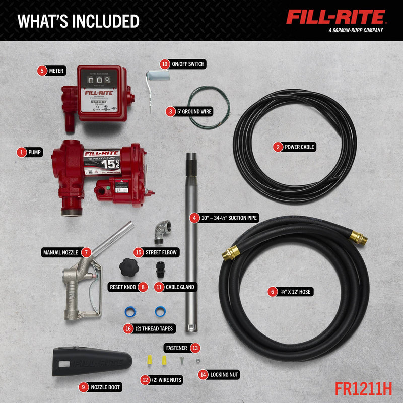 Fill-Rite FR1211H 12V DC 15 GPM Fuel Transfer Pump with Meter & Nozzle image 3