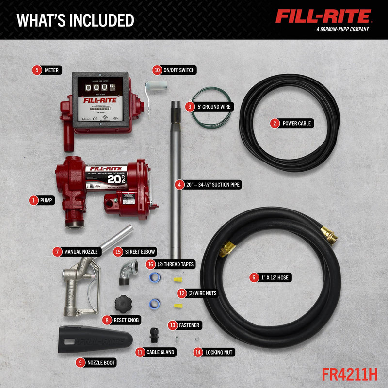 Fill-Rite FR4211H 12V DC 20 GPM Fuel Transfer Pump with Meter & Nozzle image 3