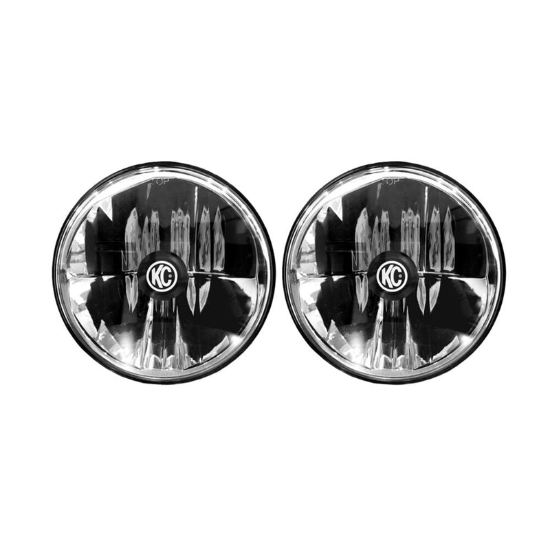 KC HiLiTES 7" Gravity LED DOT Headlight (H4 plug) on a studio background: two round 7" LED headlights side by side with KC center badges on white