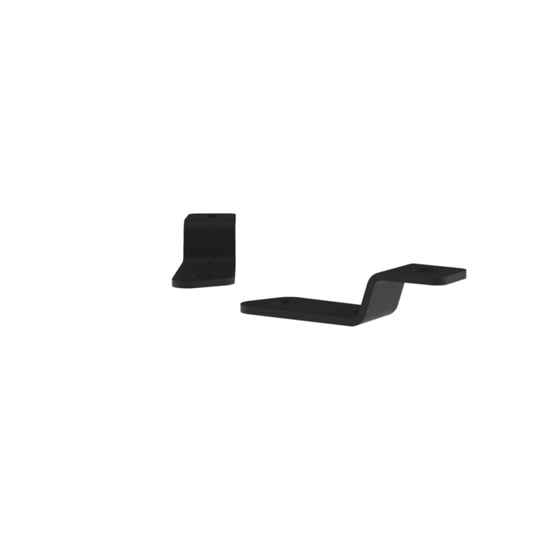 KC HiLiTES A-Pillar Ditch Light Mount Brackets on a studio background: pair of black steel ditch light mounting brackets for a Ford Bronco on white