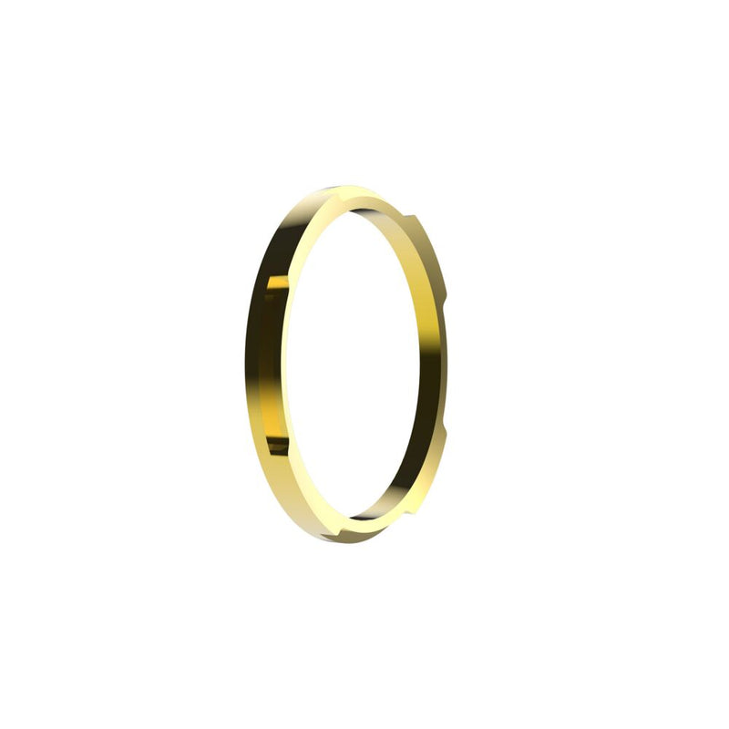 KC HiLiTES FLEX ERA 1 Bezel Ring on a studio background: gold FLEX ERA 1 bezel ring angled three-quarter view showing the rear locating tabs on a white background