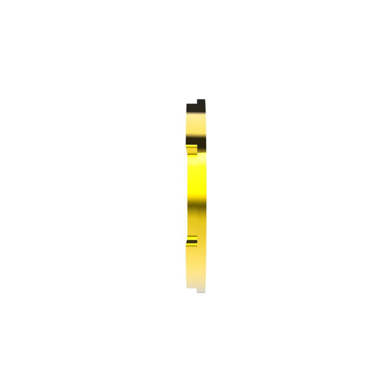 Close-up of the KC HiLiTES FLEX ERA 1 Bezel Ring: gold FLEX ERA 1 bezel ring edge-on side profile on a white background