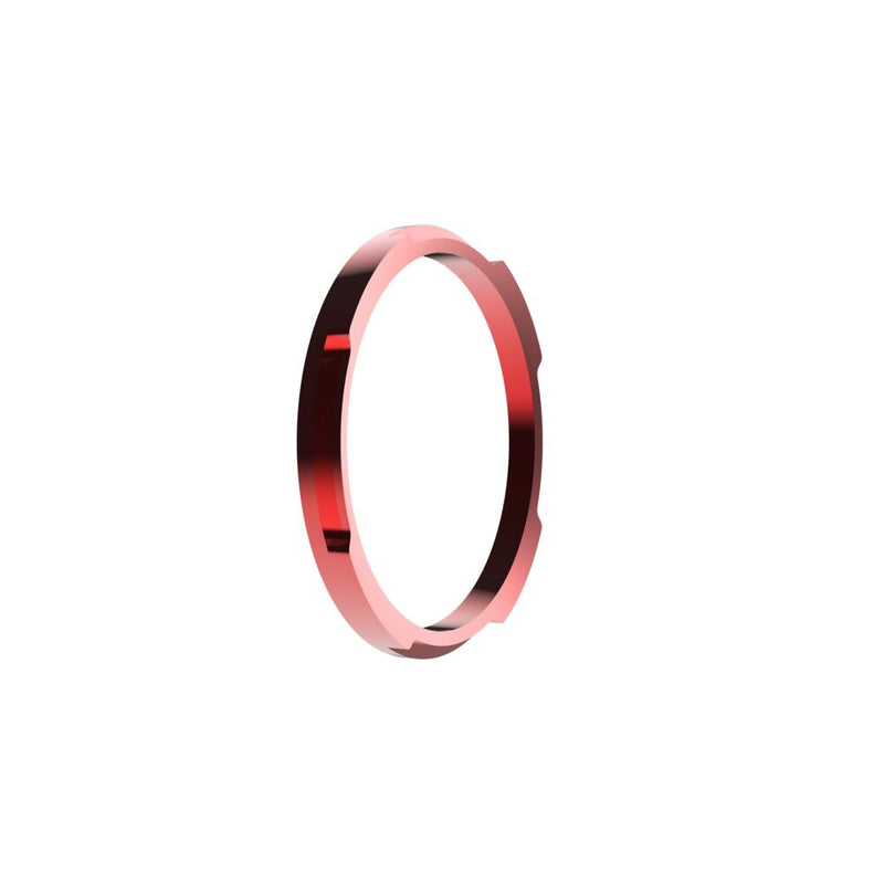 KC HiLiTES FLEX ERA 1 Bezel Ring on a studio background: red FLEX ERA 1 bezel ring angled three-quarter view showing the rear locating tabs on a white background