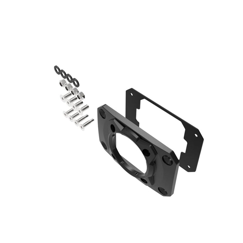 KC HiLiTES FLEX ERA 1 Flush Mount Faceplate: exploded view of a black FLEX ERA 1 flush mount faceplate with its gasket and mounting screws, washers and nuts