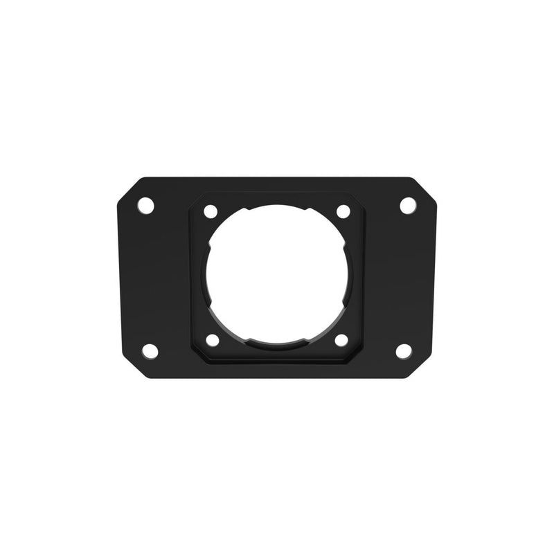 KC HiLiTES FLEX ERA 1 Flush Mount Faceplate on a studio background: front view of a black KC FLEX ERA 1 flush mount faceplate on a white background