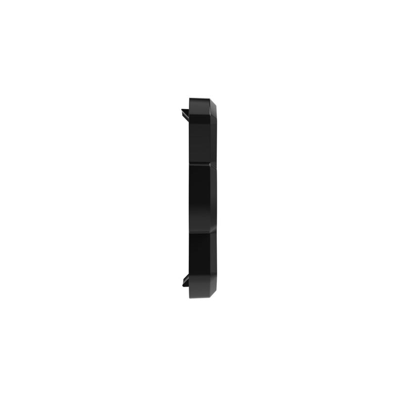 Close-up of the KC HiLiTES FLEX ERA 1 Light Cover & Shield: edge profile of a black FLEX ERA 1 light cover on a white background