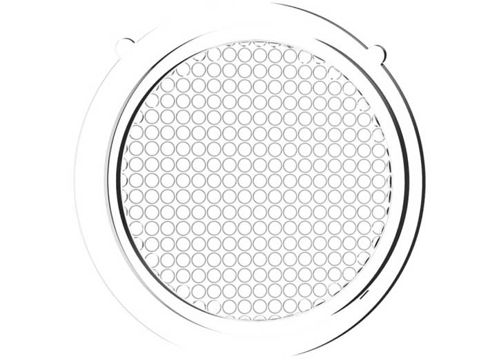 KC HiLiTES FLEX ERA 1 Replacement Lens on a studio background: clear round FLEX ERA 1 replacement lens with a dimpled flood beam optic and two mounting tabs, front view on white