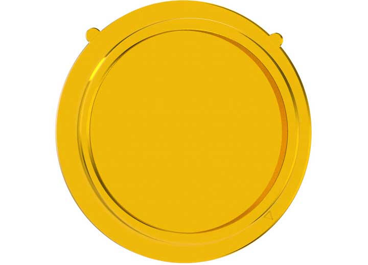 KC HiLiTES FLEX ERA 1 Replacement Lens on a studio background: yellow round FLEX ERA 1 replacement lens with a smooth spot beam face and two mounting tabs, front view on white