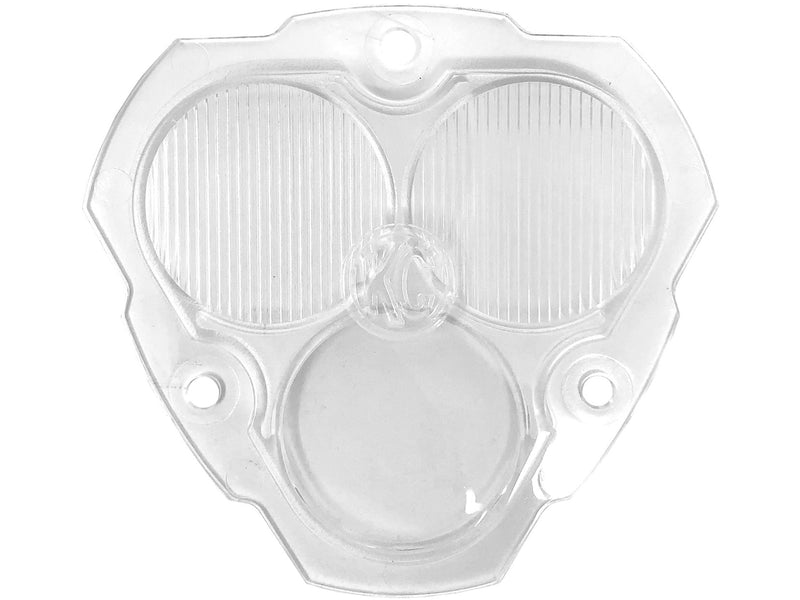 KC HiLiTES FLEX ERA 3 Replacement Lens on a studio background: clear FLEX ERA 3 combo beam lens with two ribbed upper pods and a smooth lower pod on white background