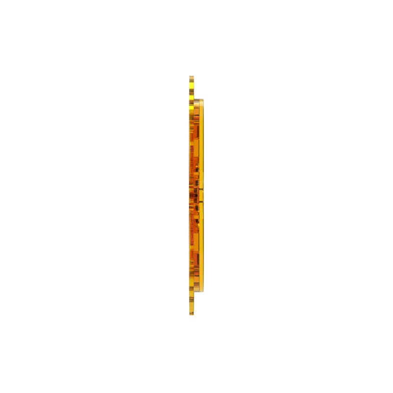 Close-up of the KC HiLiTES FLEX ERA 4 Performance Yellow Lens: side profile of a yellow FLEX ERA 4 replacement lens on white background