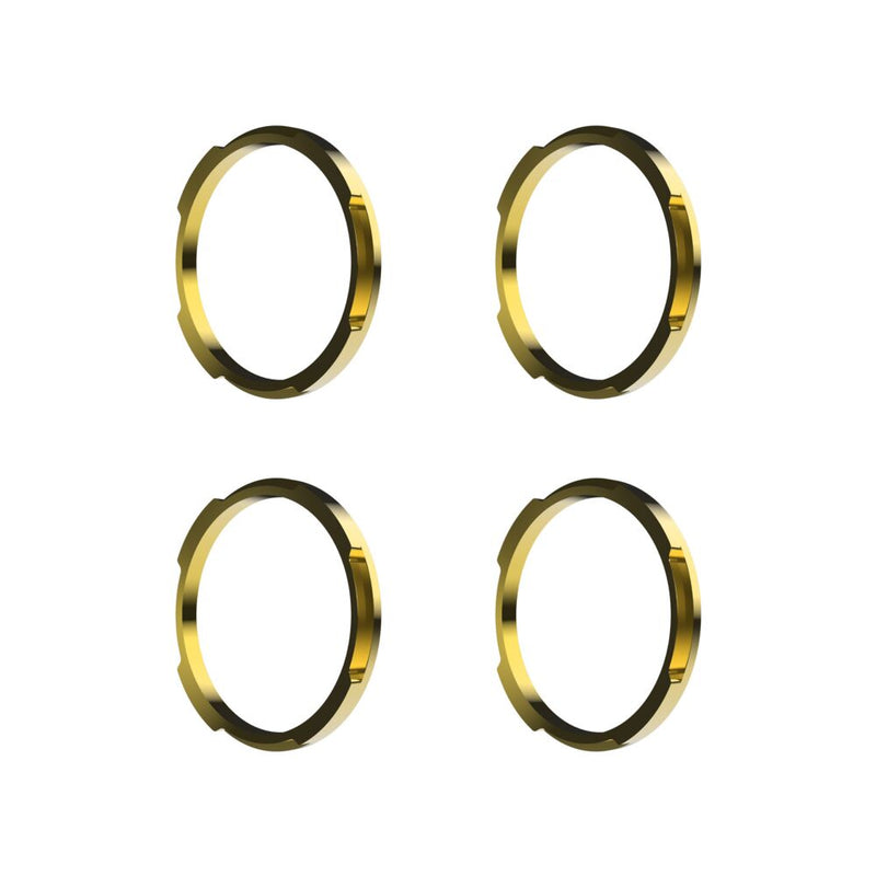 KC HiLiTES FLEX ERA LED Light Bar 10" Segment Bezel Kit on a studio background: four gold FLEX ERA light bar bezel rings arranged in a grid on a white background