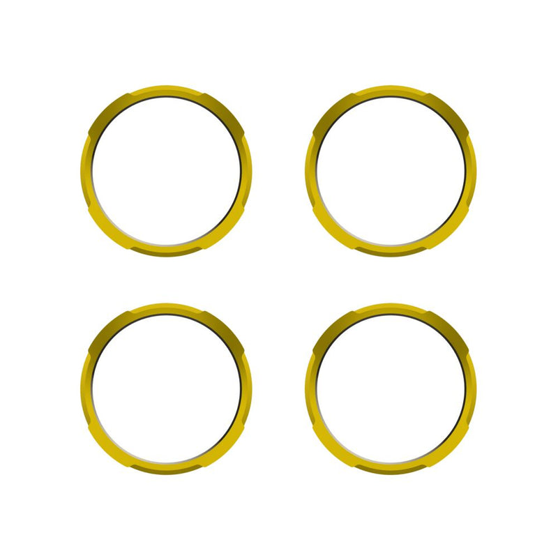 KC HiLiTES FLEX ERA LED Light Bar 10" Segment Bezel Kit on a studio background: four gold FLEX ERA light bar bezel rings arranged in a grid on a white background