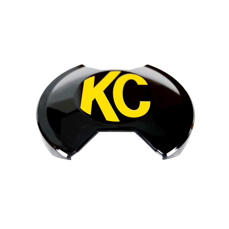 KC HiLiTES SlimLite 6" LED Light Shield on a studio background: black 6" SlimLite hard cover with a yellow KC logo at an angle
