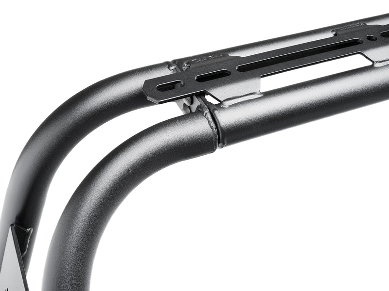 N-Fab ARC sports bar in textured black, hoop weld and top plate macro