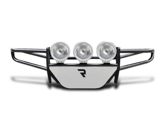 N-Fab RSP pre-runner front bumper in textured black, complete unit on white, shown with driving lights (not included)