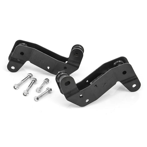 ReadyLIFT Caster Correction Brackets, full kit on a studio background: two black caster correction brackets with four bolts on white