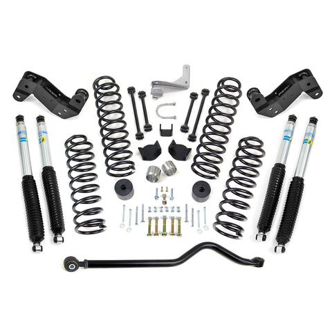 ReadyLIFT Coil Spring Lift Kit, full kit on a studio background: four coil springs, four Bilstein shocks, an adjustable track bar, brackets and hardware on white