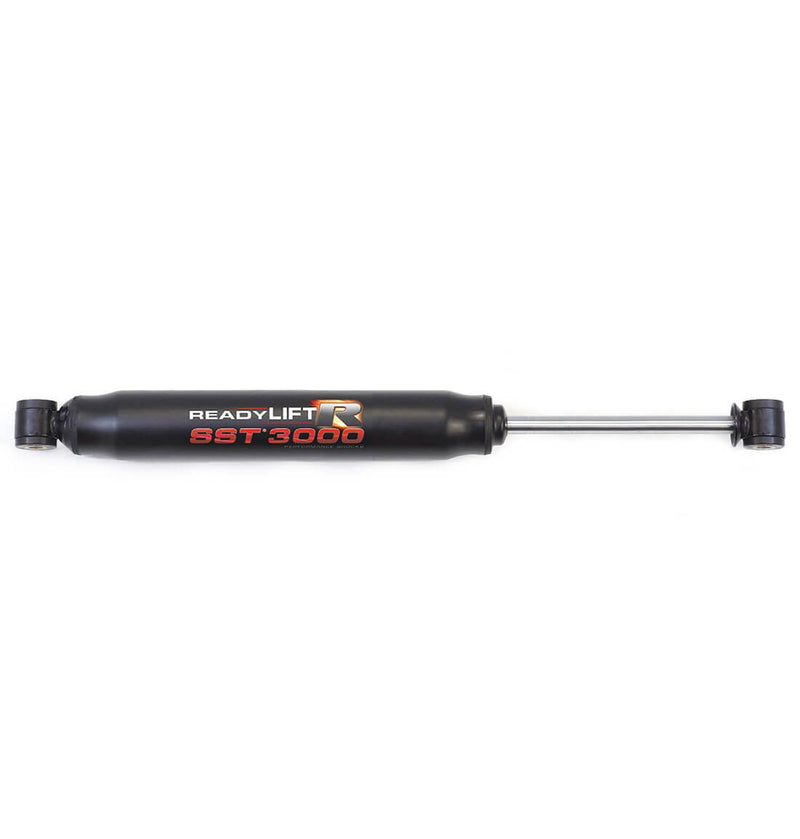 Close-up of the ReadyLIFT SST3000 Rear Shock: A single black ReadyLIFT SST3000 shock absorber on white