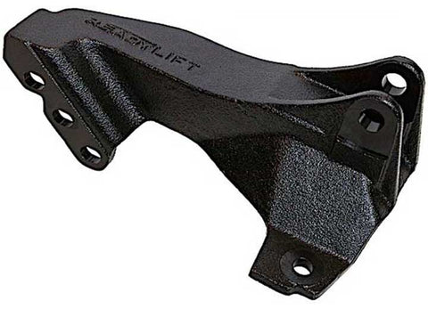 ReadyLIFT Track Bar Bracket, full kit on a studio background: A black textured cast ReadyLIFT track bar bracket on white