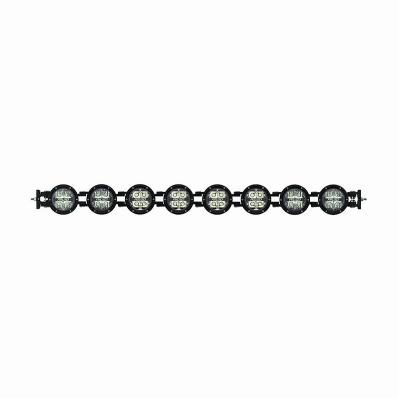 Rigid 360 Connect 40" Light Bar Assembly on a studio background: front view of an eight-pod 360 Connect light bar with round lenses on a black mount, on white