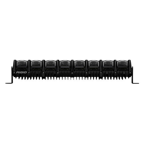 Rigid Adapt 20" on a studio background: A black Rigid Adapt 20" light bar with eight lens segments and end brackets on a white background