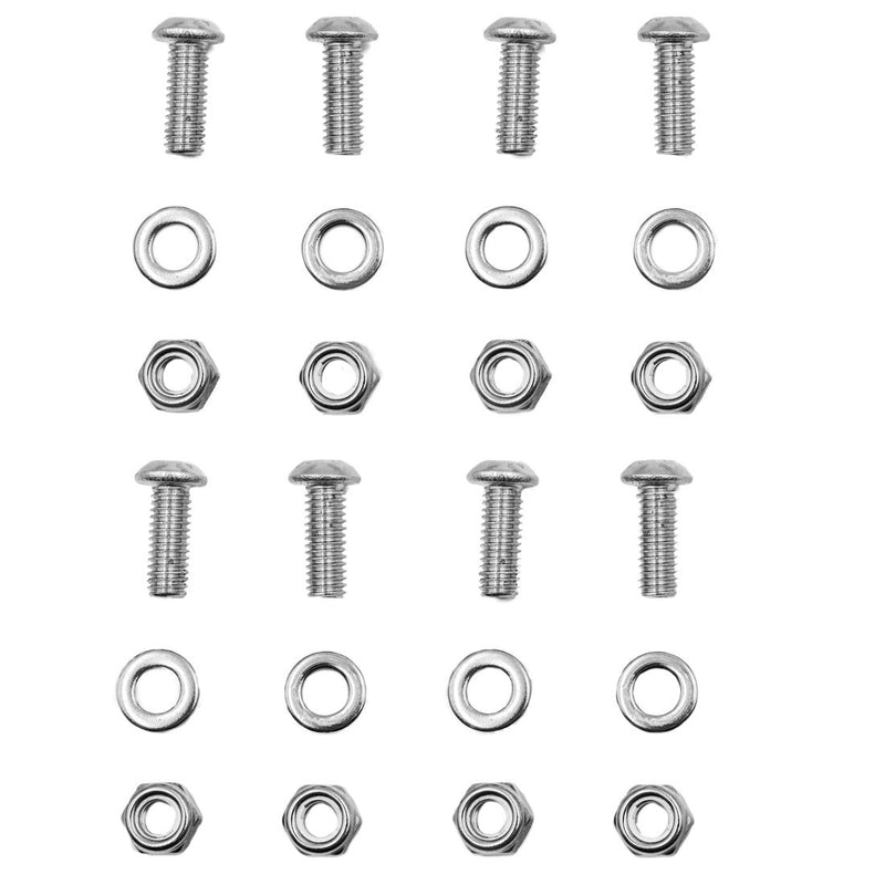 Close-up of the Rigid D-Series Fog Light Kit: eight bolts with washers and nuts laid out on a white background