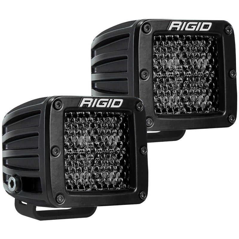 Rigid D-Series PRO Pods Pair on a studio background: A pair of black D-Series PRO pods with dark diffused lenses on a white background
