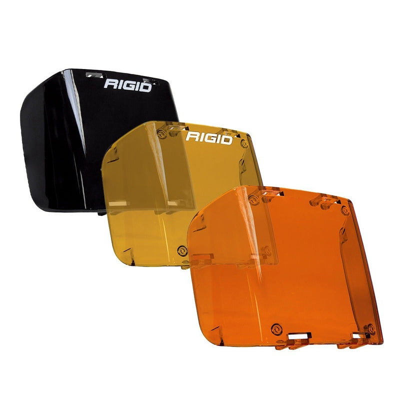 Rigid D-SS Pod Cover, kit contents laid out: three D-SS pod covers in black, yellow and orange amber stacked in a row on a white background