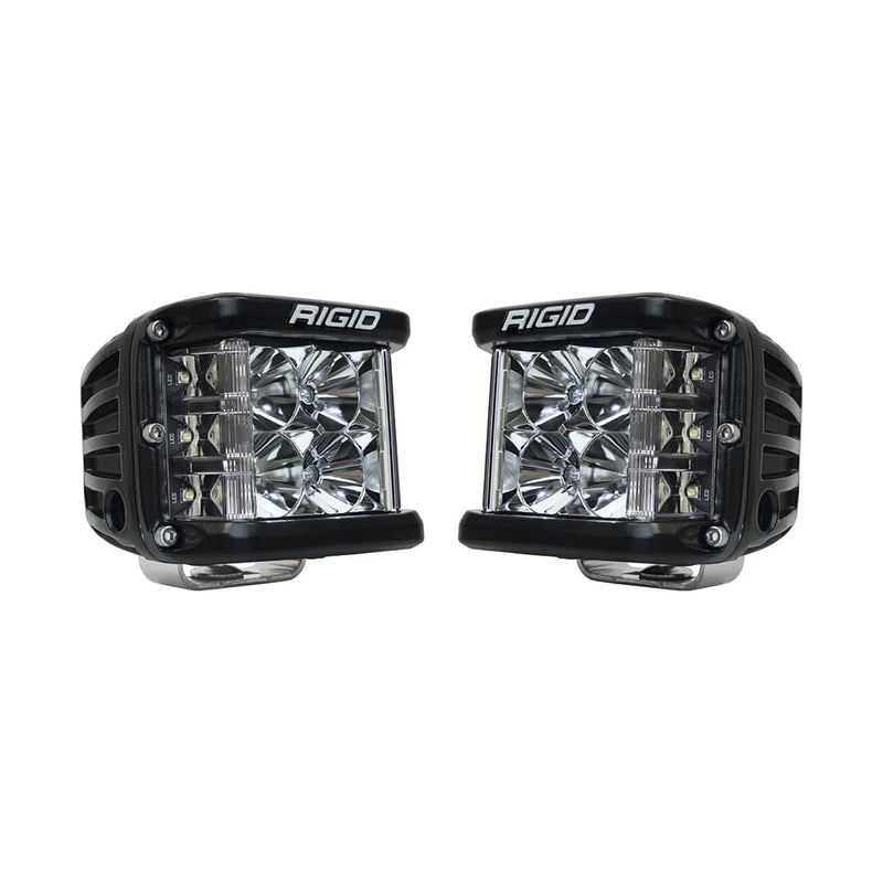 Rigid D-SS PRO Pods Pair on a studio background: A pair of black D-SS PRO side-shooter pods with clear optics on a white background