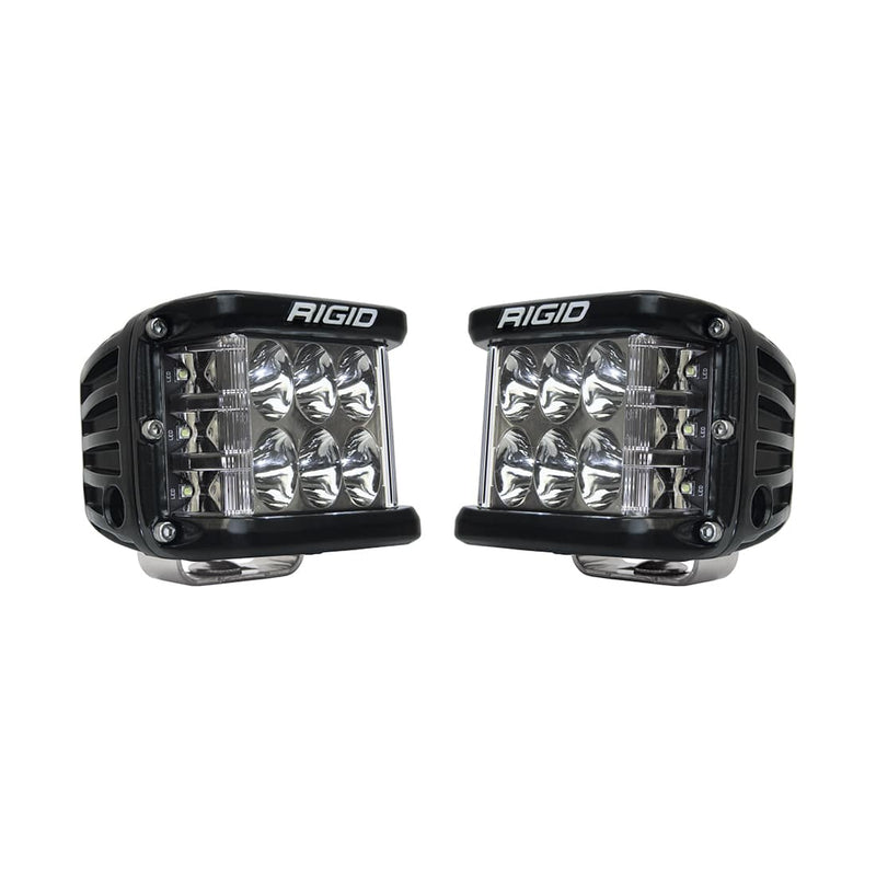 Rigid D-SS PRO Pods Pair on a studio background: A pair of black D-SS PRO side-shooter pods with clear optics on a white background