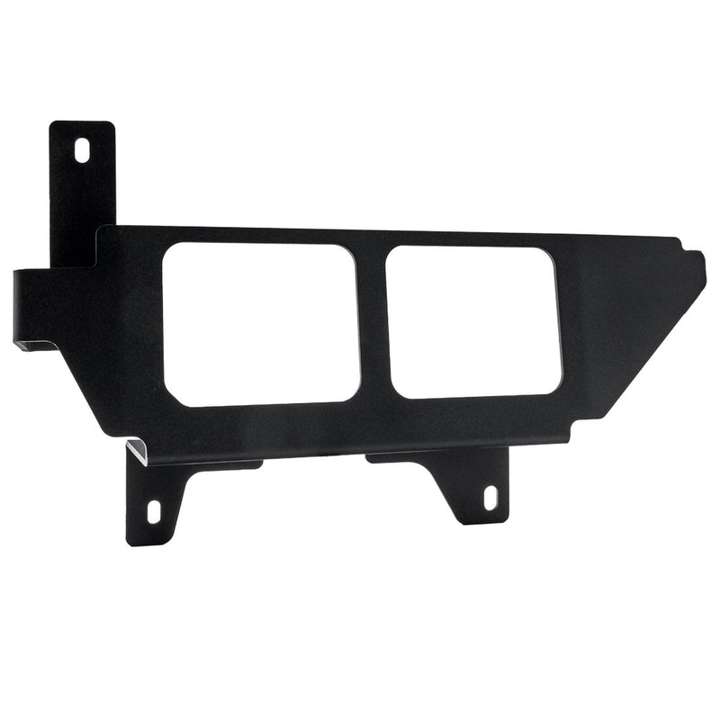 Rigid Dual Fog Mount on a studio background: empty black dual fog pocket bracket with two square openings, angled view on white