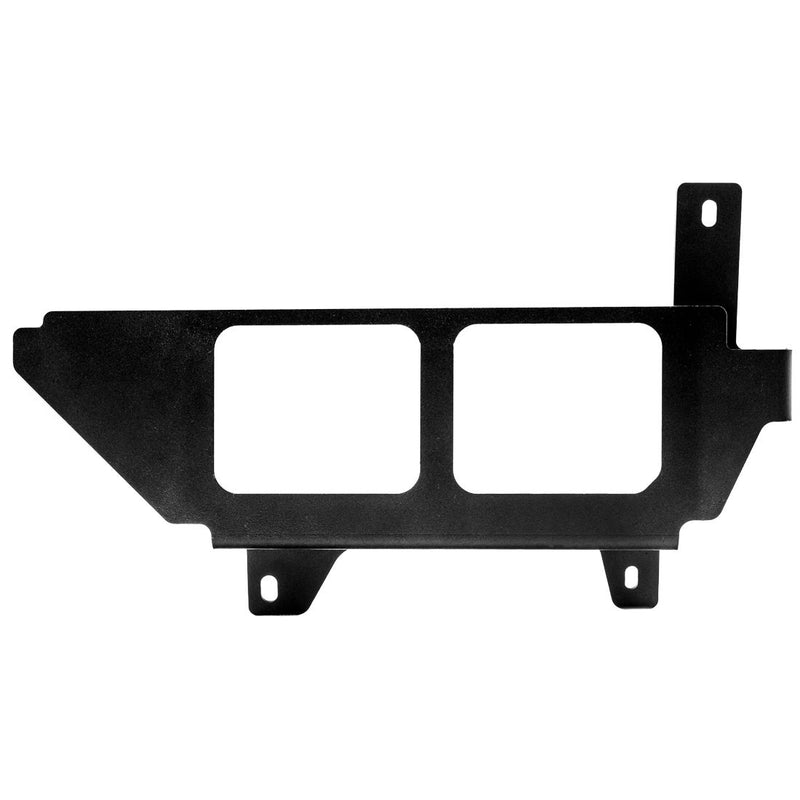 Rigid Dual Fog Mount on a studio background: empty black dual fog pocket bracket with two square openings, front view on white