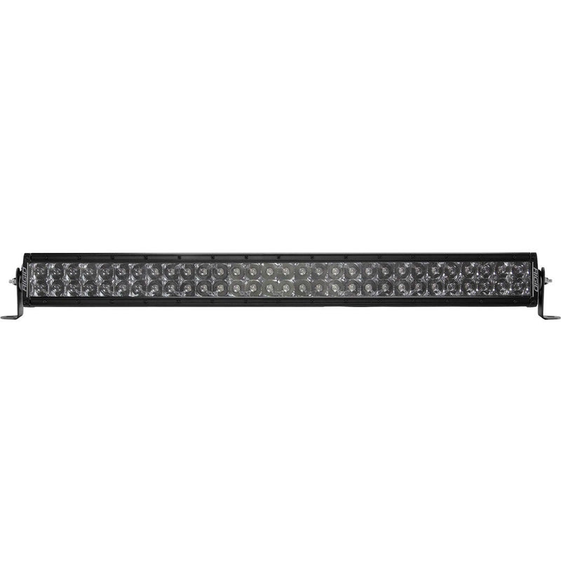 Rigid E-Series PRO 30" on a studio background: black 30" dual-row E-Series PRO LED light bar with blacked-out midnight optics on end-mount brackets against white