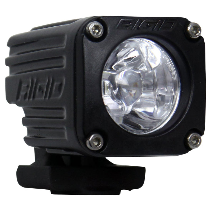 Rigid Ignite Pod on a studio background: black Ignite surface mount pod with a clear optic, three-quarter view on white