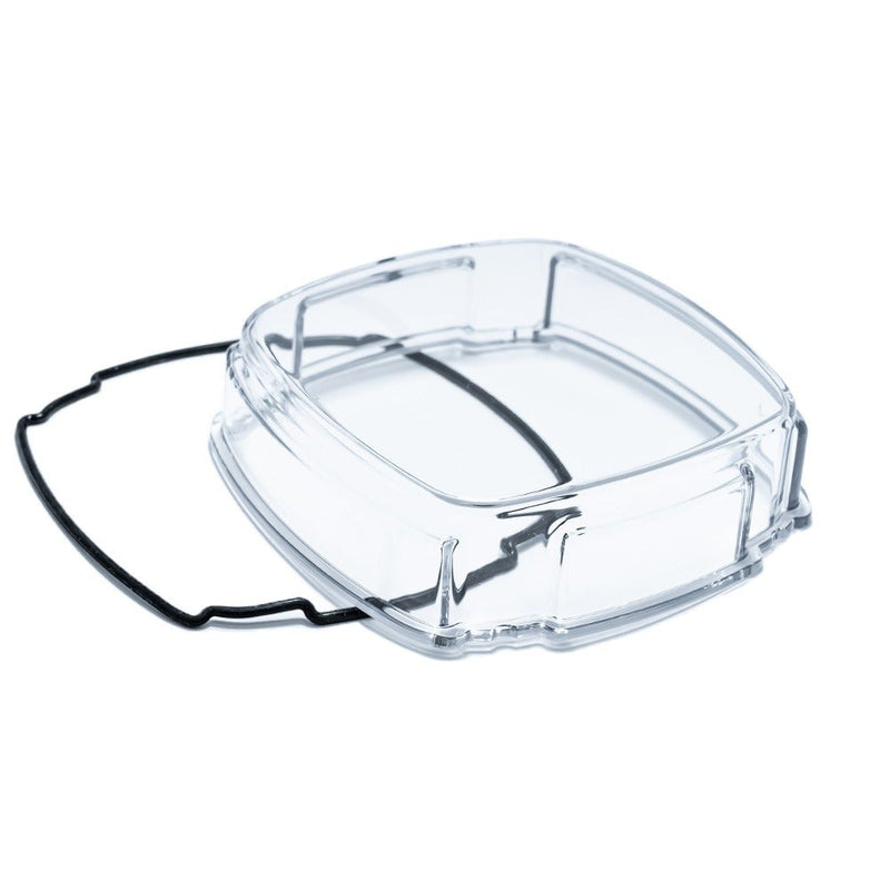Rigid Phoenix Clear Lens on a studio background: clear smooth replacement pod lens with its black gasket on white