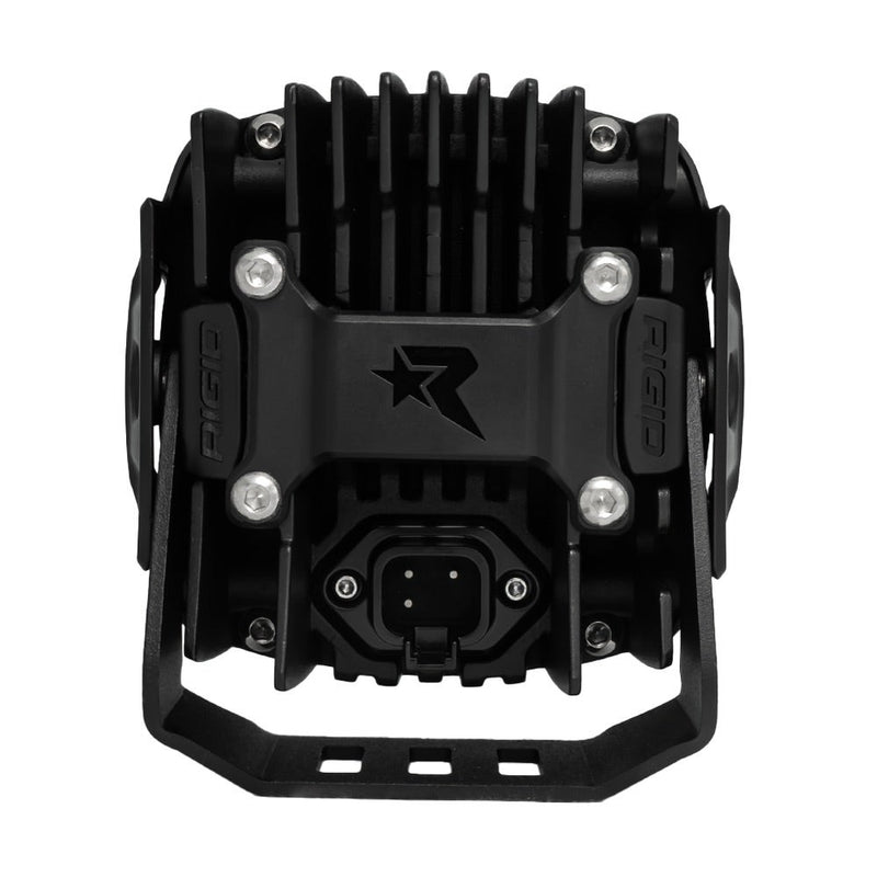 Rigid Phoenix Light Pod on a studio background: rear view of a square pod showing the finned heat sink, connector and mounting bracket