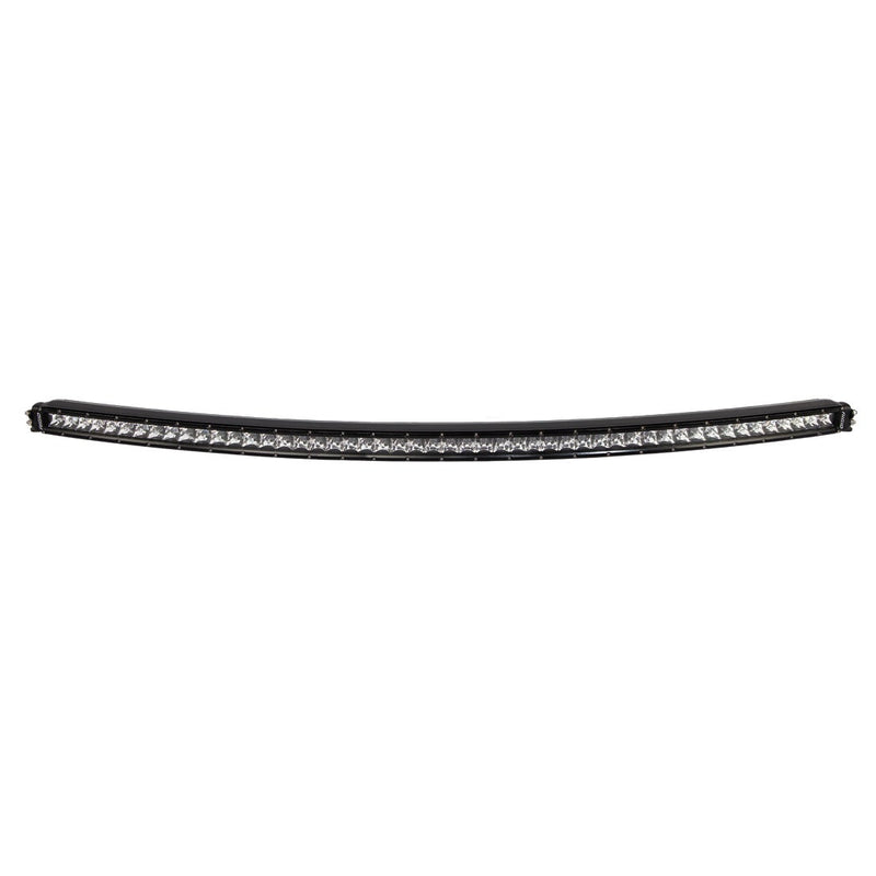 Rigid RDS SR-Series PRO 50" Spot on a studio background: front view of a very long black curved single-row RDS SR-Series PRO LED light bar on white
