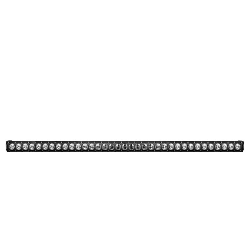 Rigid Revolve 50" Bar on a studio background: A black Revolve 50" LED light bar with a long row of round reflectors, shown head-on against a white background