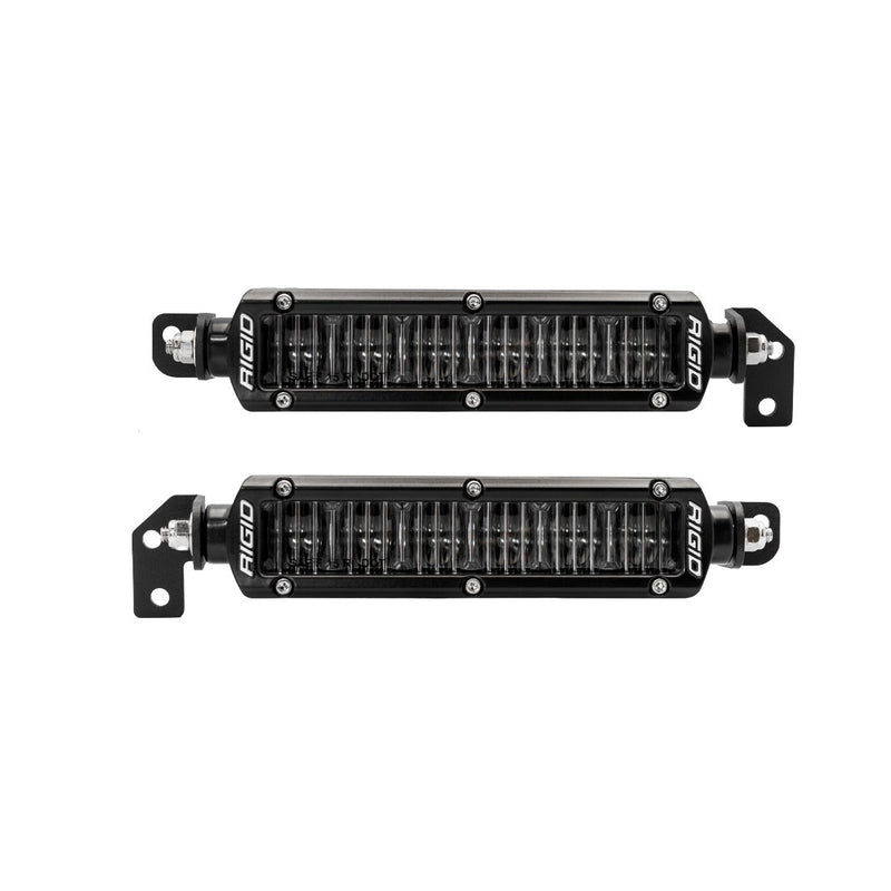 Rigid SAE Fog Light Kit on a studio background: two short black LED fog light bars with clear lenses and mounting brackets shown on white