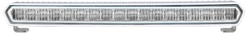 Rigid SR-L Series Marine 20" Bar White with White Halo: a white-housing 20" single-row LED bar with a white halo ring, front view on white