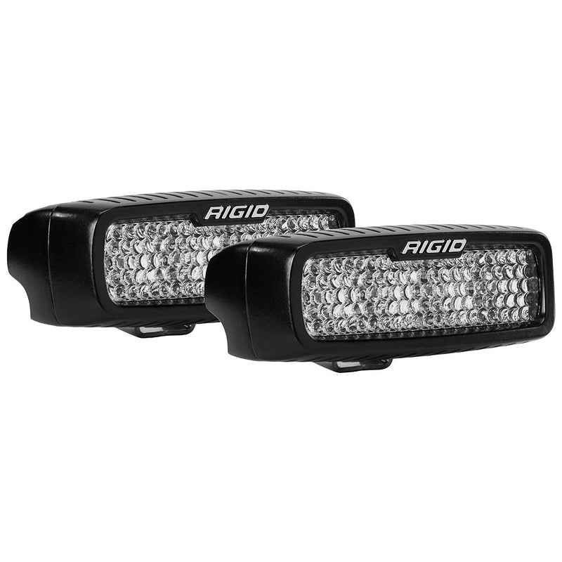 Rigid SR-Q Series PRO Flood Diffused Backup Kit on a studio background: A pair of black Rigid SR-Q surface mount pods with clear diffused lenses on a white background