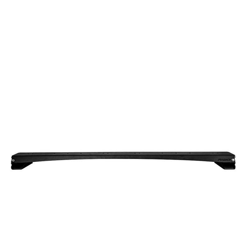 Rigid roof pod mount: assembled black roof light mounting bar, front view on white