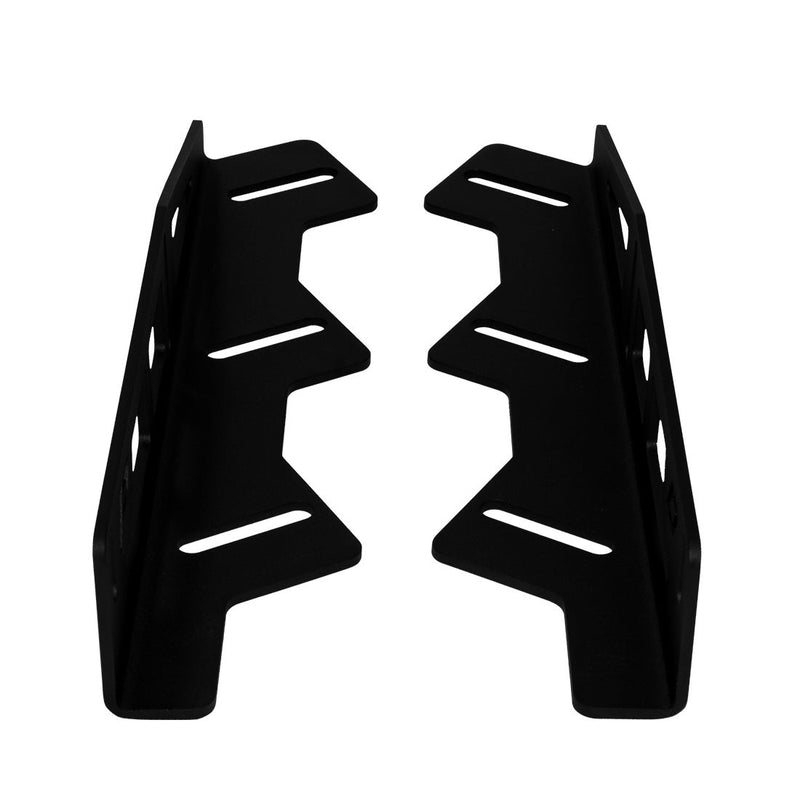 Rigid Triple Fog Mount Kit for 2017 Ford F-150 Raptor: pair of black steel fog-pocket brackets, each holding three pod lights, on white