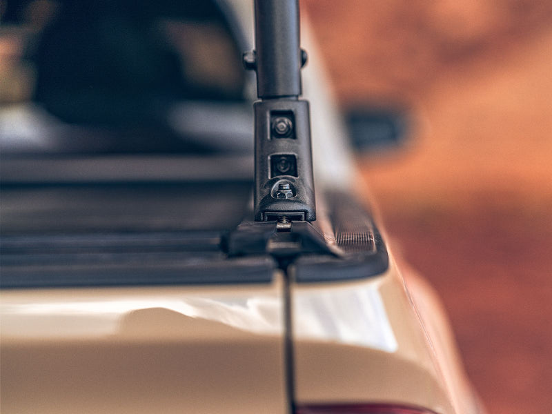 Rack leg clamped into the Roll-N-Lock A-Series XT MaxTrak T-slot rail