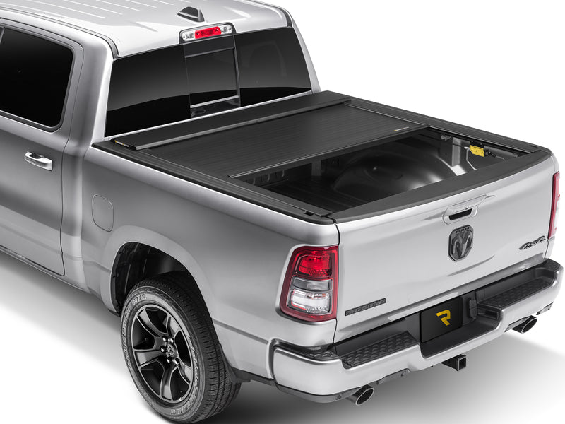Roll-N-Lock E-Series cover partly retracted, rear three-quarter view